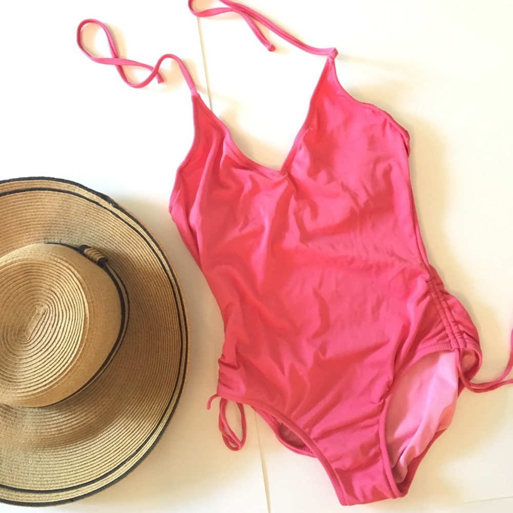 Jcrew One Piece Swimsuit Underwire Halter V neck